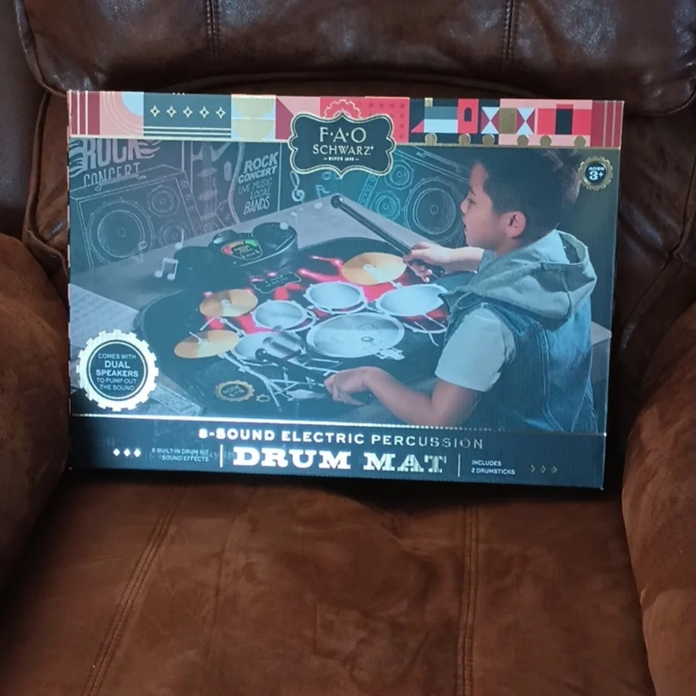 FAO Schwartz 8 Sound Electric Percussion Drum Mat Music Toy NEW Sealed in Box